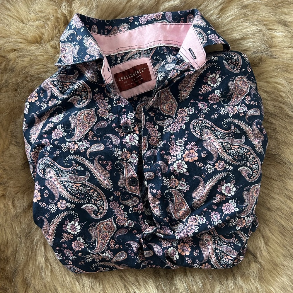 Pink & Blue Patterned Shirt